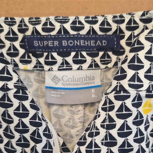 Columbia Navy and Yellow Patterned Women's Shorts - Picture 2 of 4